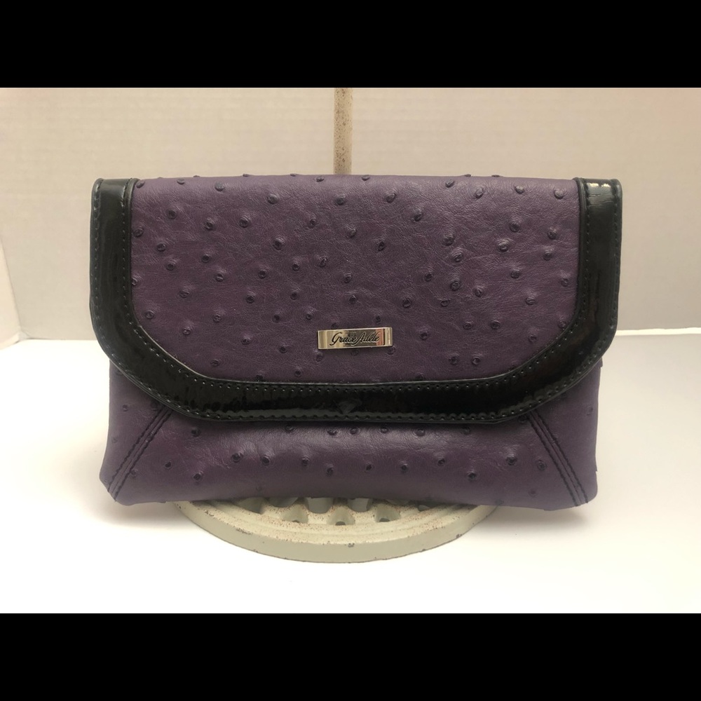 Grace Adele Tess Ostrich Faux Leather Clutch